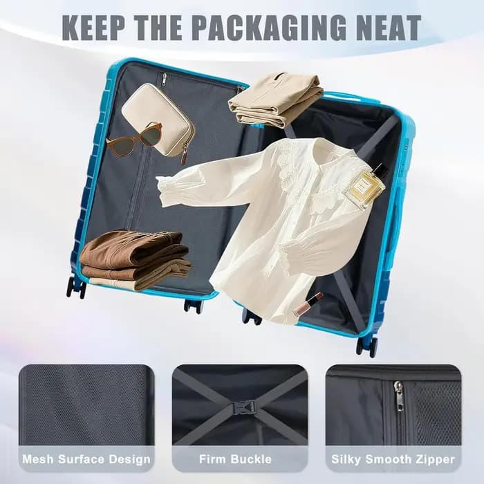 Ensemble de bagages rigides ABS avec roulettes pivotantes et serrure - Valise durable et imperméable