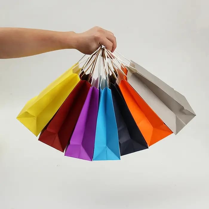 Sacs cadeaux en papier kraft multicolores avec poignées