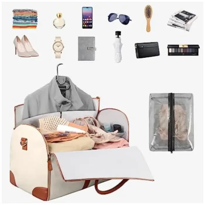 Sac de voyage convertible en cuir PU avec bandoulière
