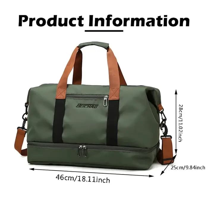 Nouveau Grand Sac de Voyage Unisexe Grande Capacité Bagage à Main Séparation Sec-Humide Sac de Sport et Fitness pour Courts Séjours