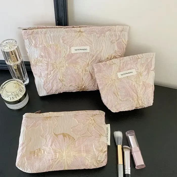 L/M/S relief Jacquard sacs de maquillage femmes sac cosmétique femme pochette trousse de toilette