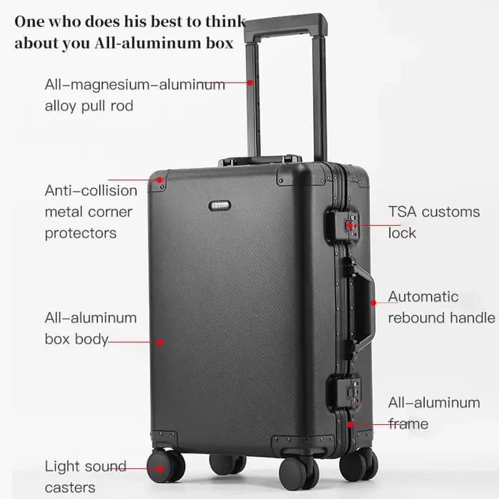 Bagage à main – Valise trolley en alliage d'aluminium et de magnésium de qualité supérieure
