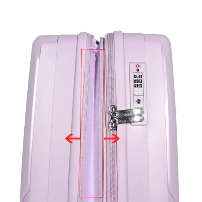 Bagage à main en polypropylène antichoc – Valise rotative extensible avec roues silencieuses et fermeture éclair