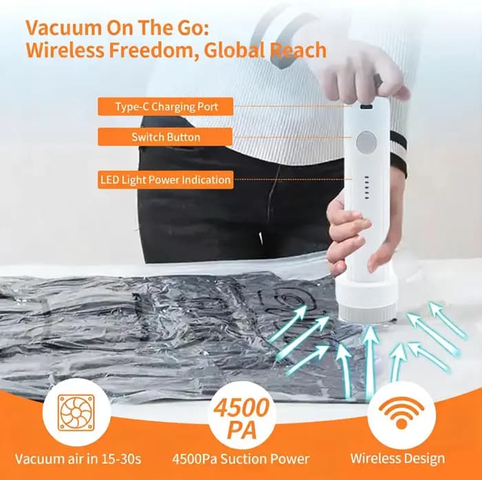 Lot de 15 sacs de rangement sous vide de voyage avec pompe électrique
