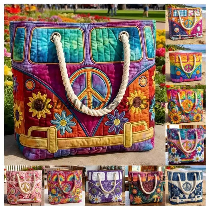 Sac de plage matelassé style hippie vintage