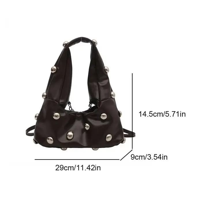 Sac à main Hobo clouté en cuir PU pour femme