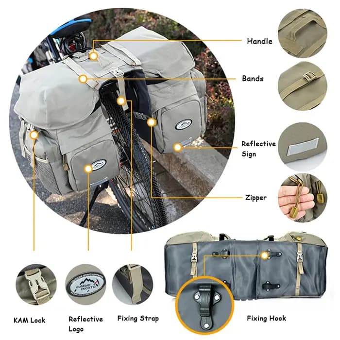 Sac de vélo multifonction étanche double face