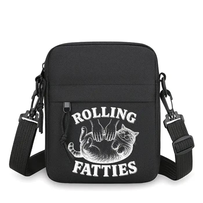 Sac à bandoulière pour homme style japonais vintage motif chat