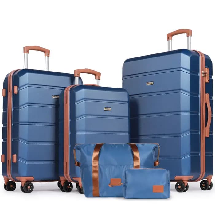 Ensemble de 5 valises rigides en ABS 20 24 28 pouces avec sac de voyage et trousse de toilette