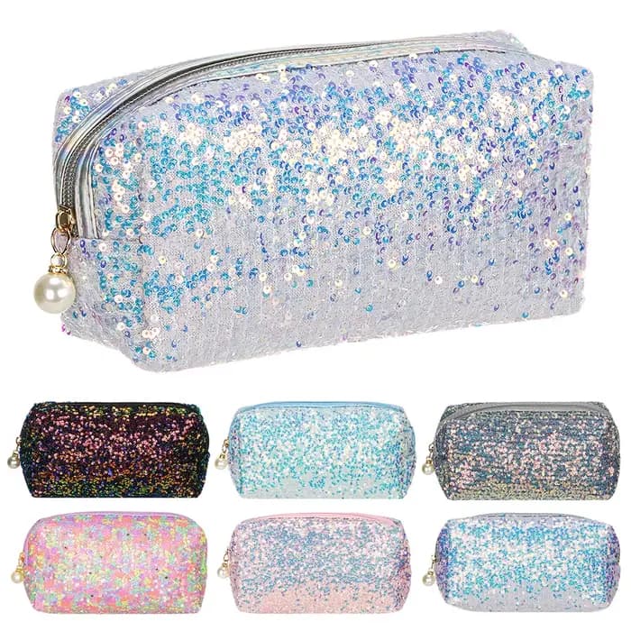 Trousse de maquillage sirène à paillettes