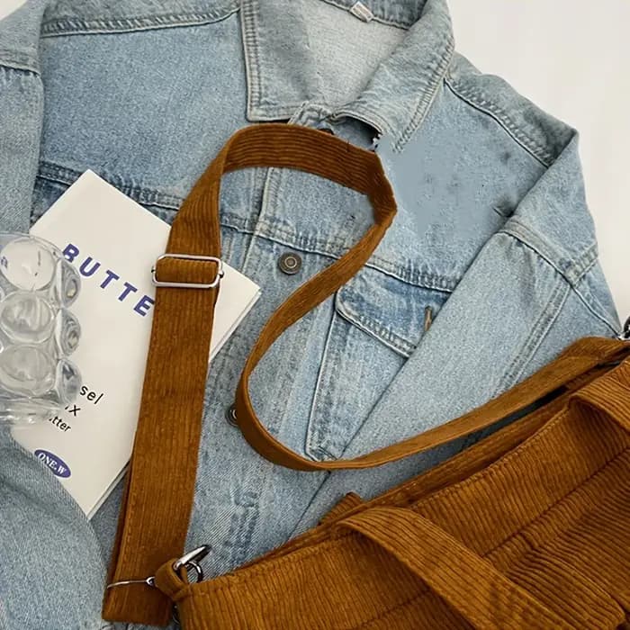 Sac fourre-tout en velours côtelé de grande capacité pour femmes