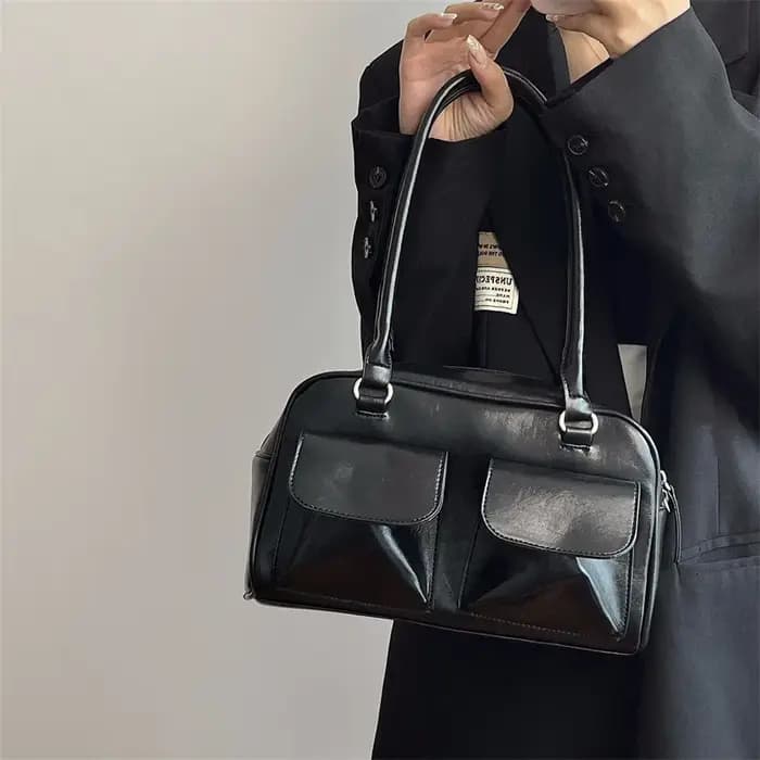 Vintage femmes affaires sacs à bandoulière Simple dames trajet sac fourre-tout en cuir Pu femme sous les bras sac