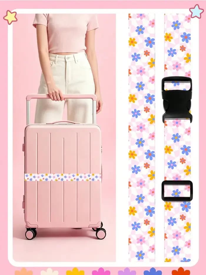 Sangle de bagage réglable pour valise, ceinture de voyage à imprimé mignon avec boucle, sangle de fi