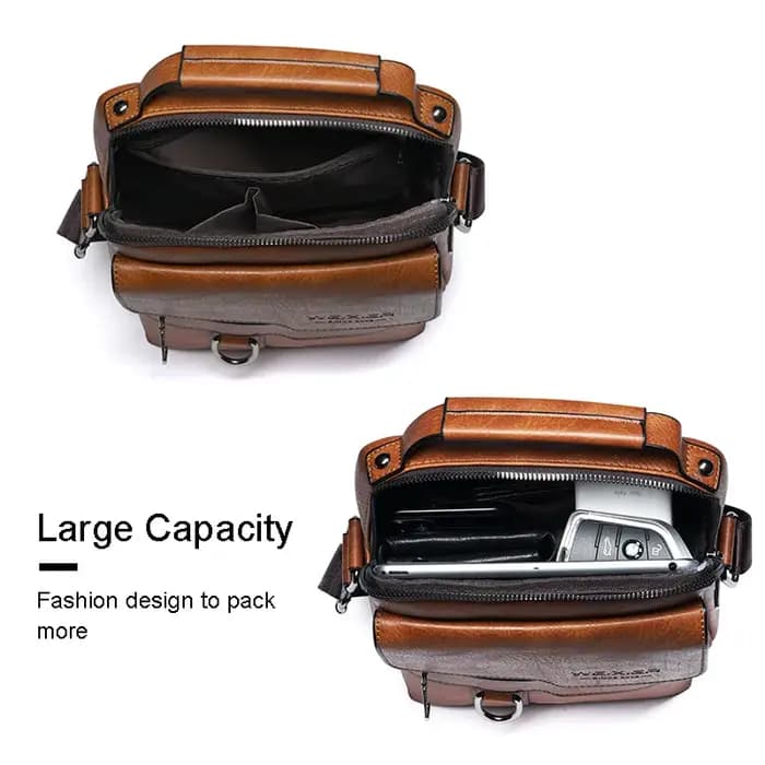 Sac messager en cuir PU de qualité supérieure pour homme WEIXIER - Vintage