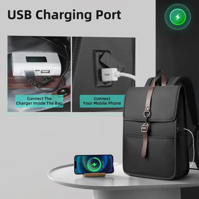 HK classique affaires sac à dos pour hommes décontracté 15.6 pouces pochette d'ordinateur avec USB é