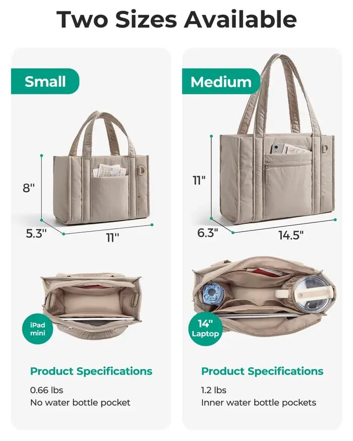 BAGSMART petit sac fourre-tout pour femmes sac à bandoulière multifonctionnel avec fermeture éclair grande capacité voyage travail collège sac à main