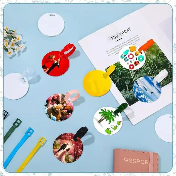 Sublimation Blanks Étiquettes de bagage rondes en aluminium double face en vrac