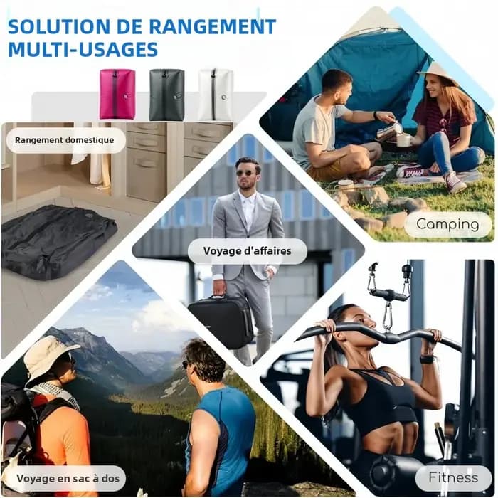 Sac de Rangement Sous Vide pour Vêtements avec Pompe Électrique Rechargeable USB