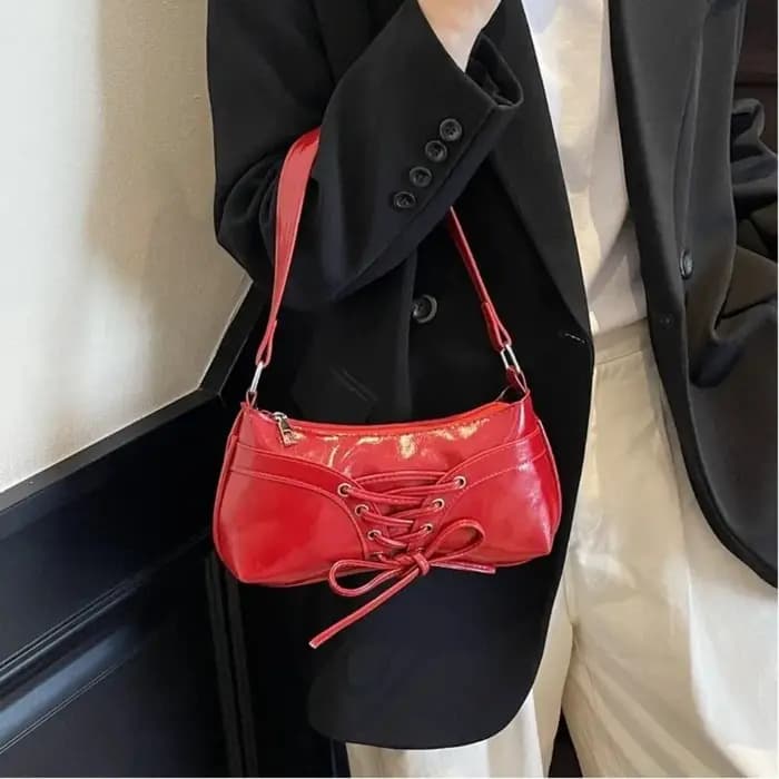 Sac à bandoulière élégant en cuir PU couleur unie pour femme