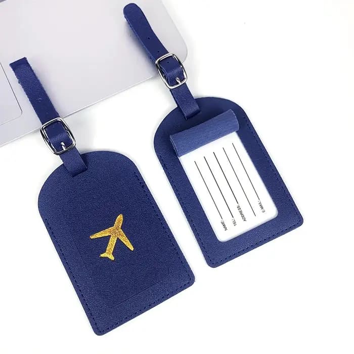 Étiquette de bagage professionnelle en cuir estampillée avec clip d'identification pour valise de voyage