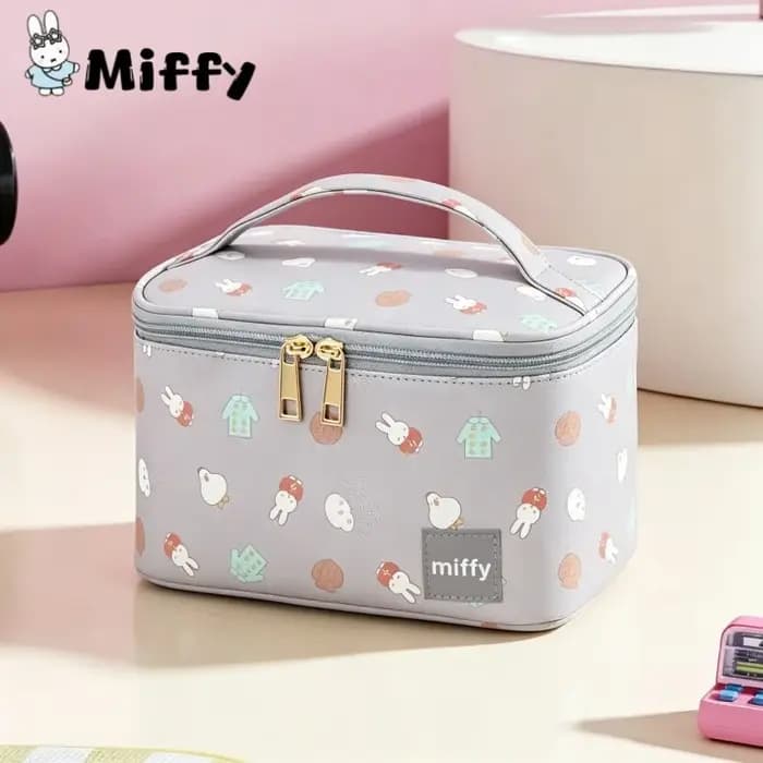 Sac Miffy 12*21*14cm, sac de voyage portable de grande capacité imprimé avec le personnage de dessin animé Miffy, sac de toilette, sac de maquillage
