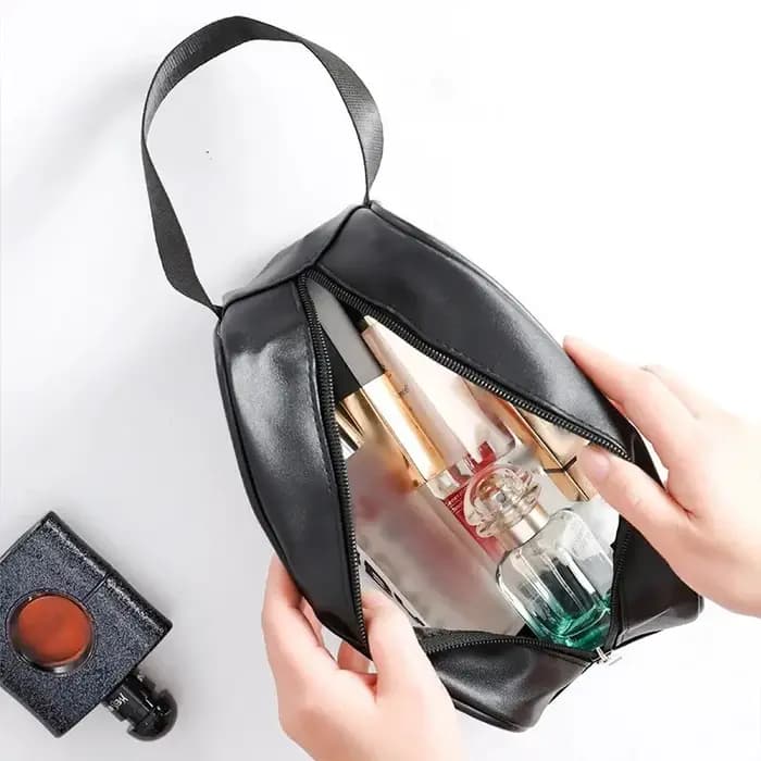 Sac de maquillage et de toilette trois pièces Transparent en Pu