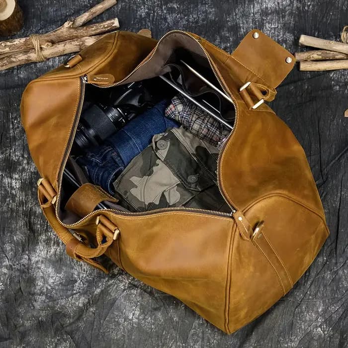 Luufan-Sac de voyage en cuir véritable pour homme