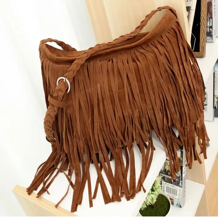 Sac à bandoulière en cuir à franges pour femmes