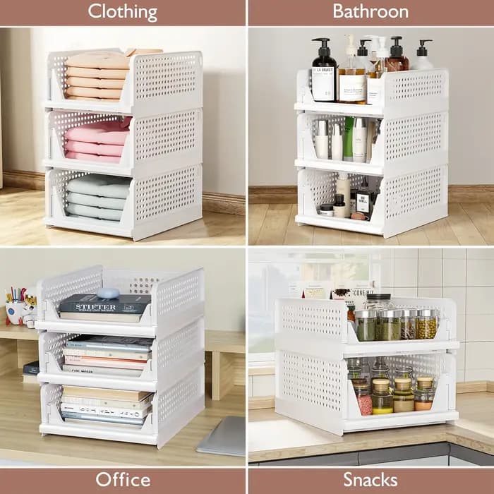 Boîte de rangement à tiroirs pliable, boîte de rangement empilable pour vêtements et sous-vêtements, applicable à une armoire, une cuisine, une salle de bain et un bureau