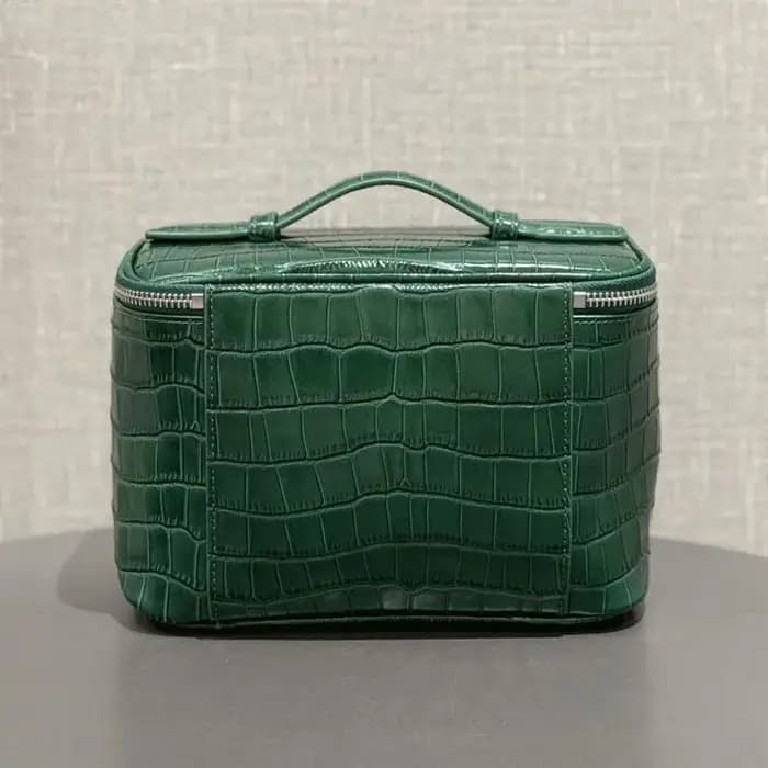 Trousse de maquillage en cuir de vache de première couche à motif Crocodile