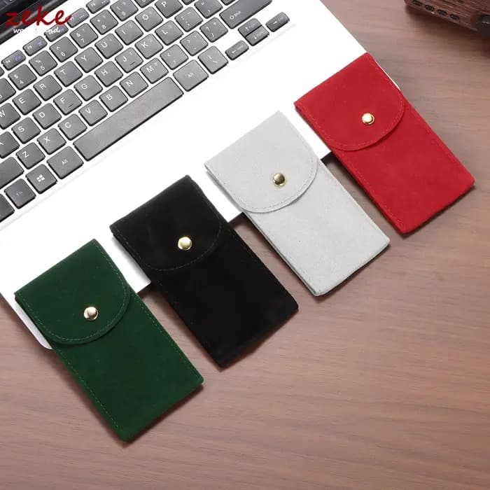 Sac de montre en velours vert bleu gris rouge noir