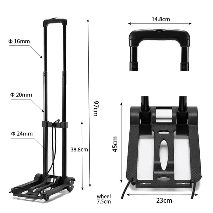Chariot à roulettes pliable pour bagages