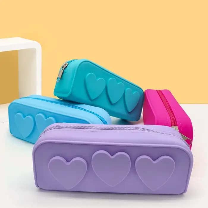 Trousse à pinceaux de maquillage, trousse de toilette, organisateur pour femmes, trousse à cosmétiques en Silicone, trousse à crayons avec motif de cœur