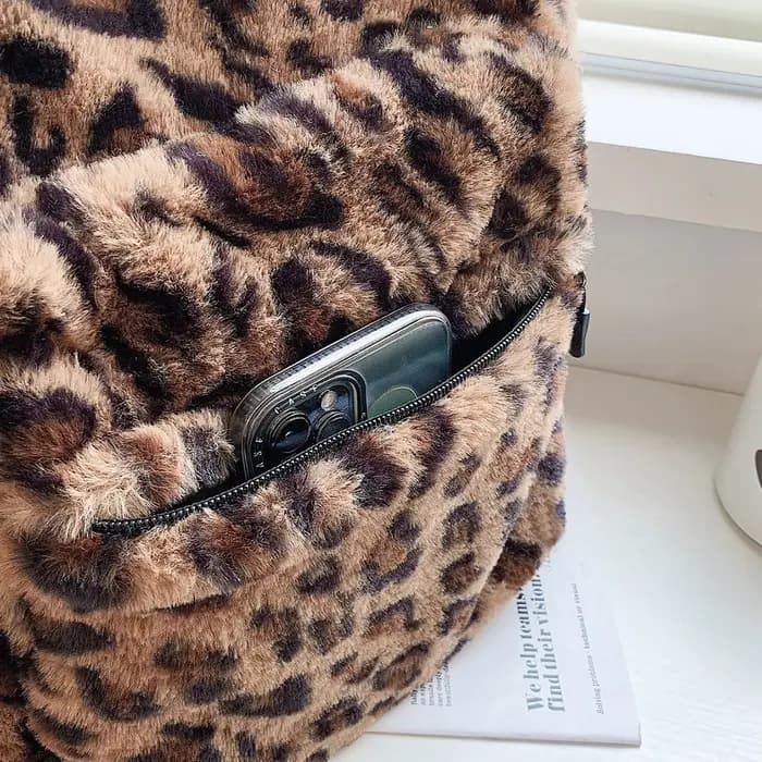Sac à dos de luxe imprimé léopard pour femmes