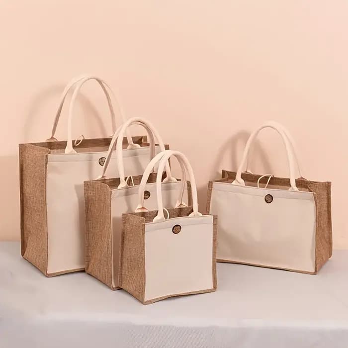 Nouveau sac fourre-tout en lin de style vertical