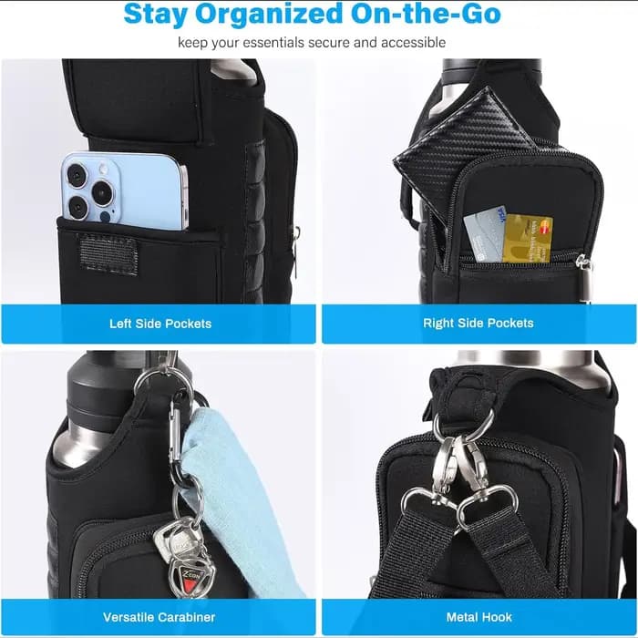 Sac de sport magnétique porte-bouteille d'eau avec poches pour téléphone et bandoulière