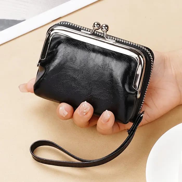 Petit portefeuille compact en cuir PU pour femme