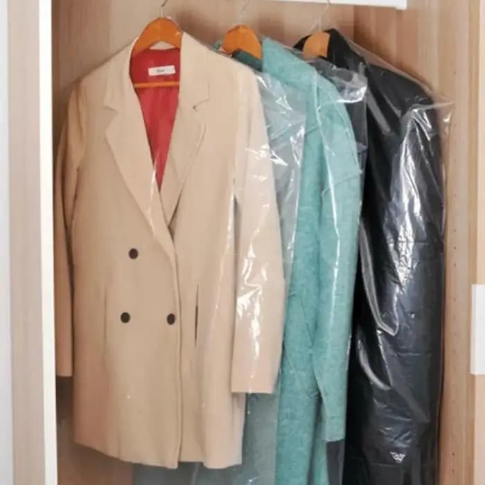 50 pièces de housses de protection transparentes en plastique pour vêtements