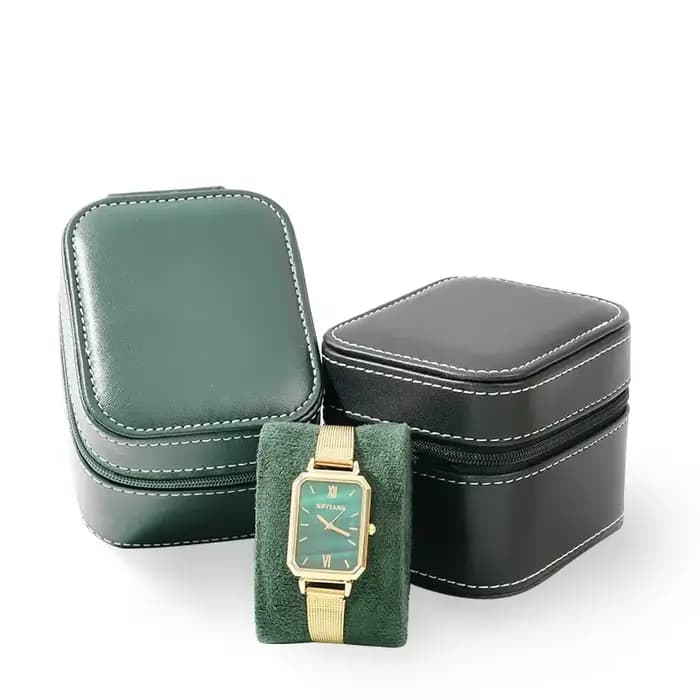 Boîtier de montre unique en cuir PU, étui de voyage avec coussin amovible, mallette de rangement de bijoux, organisateur, boîte de montre carrée Portable