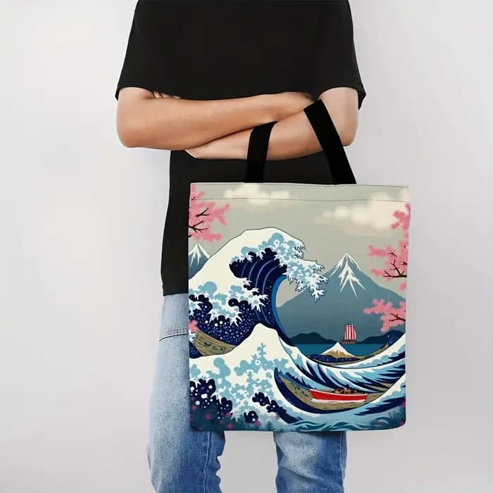 Sac fourre-tout en polyester inspiré de l'Ukiyo-e