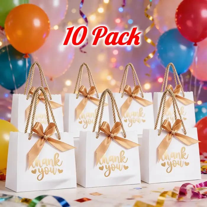 Paquet de 10 petits sacs cadeaux de remerciement avec poignées 5.5x2.48x4.75 pouces Mini