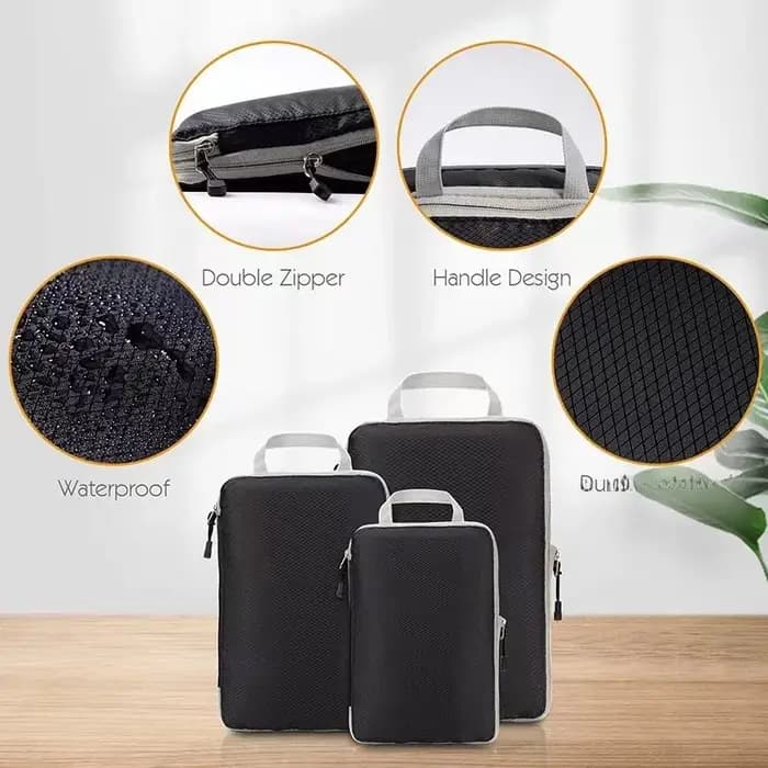 Ensemble de sacs de rangement de compression de voyage trois pièces organisateur de bagages à domicile en nylon cubique style simple moderne pour vêtements chaussures Docu...