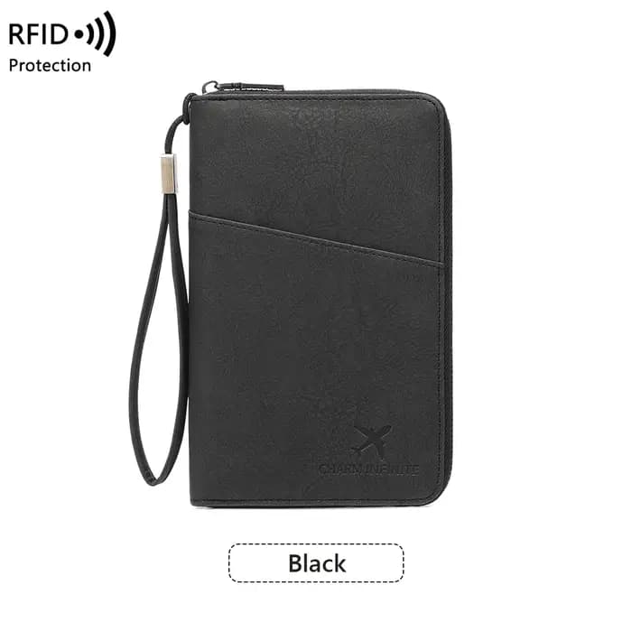 Porte-documents de voyage, sac de passeport multifonctionnel bloquant RFID avec portefeuille de rang