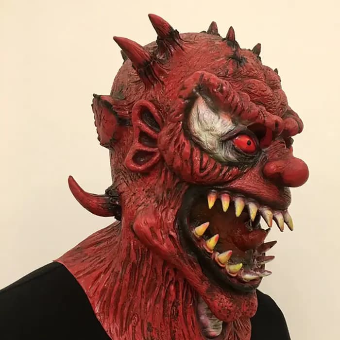 Masque de Diable Rouge en Latex Réaliste - Accessoire de Costume Horreur Réaliste