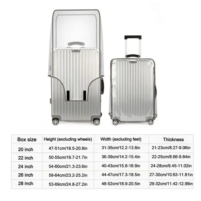 Housse de protection transparente pour bagages de voyage