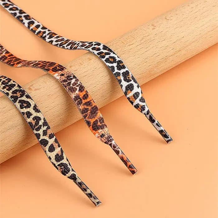 1 paire classique léopard Animal Patten impression lacet créatif unisexe baskets toile chaussure dentelle lacets plats chaussures cordes