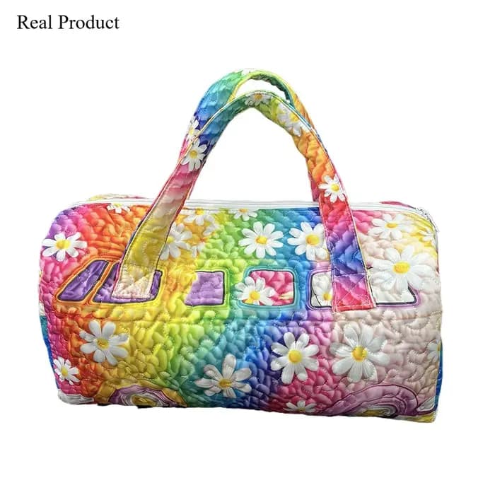 Sac de voyage matelassé 3D imprimé animal ours flamant rose paon lama lion art bohème pour hommes femmes week-end plage