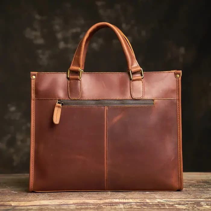 NUPUGOO – porte-documents Vintage en cuir véritable pour hommes