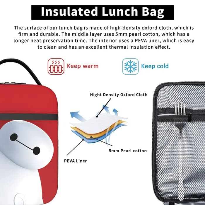 Big Hero 6 Baymax – sac à déjeuner thermique portable pour le bureau
