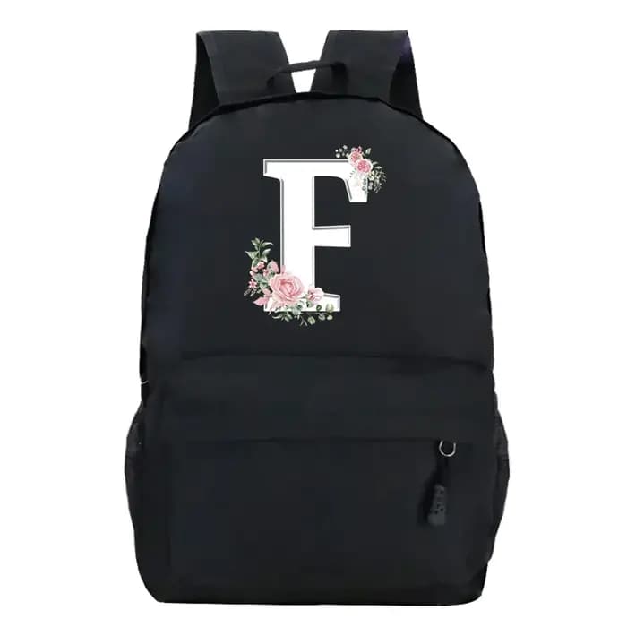 Étudiant dames Rose Floral Alphabet blanc impression sac à dos femmes fleur Harajuku cartables femme